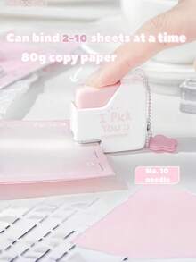 1pc Small Square Stapler With 40 Staples - Portable Mini Cute Stapler - Office/Study Helper, Suitable For Organizing Documents/Binding Memo Pages/Fixing Writing Paper - Sets - View 2