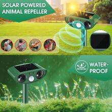 ENSSU ﻿ Solar Ultrasonic Animal Repellent Outdoor, Ultrasonic Cat Deterrent With Motion Sensor And Flash Light,Waterproof Pest Repeller Animal Deterrent For Garden Yard Cats, Dogs, Skunks, Raccoon Birds Squirrels - Multicolor - View 5
