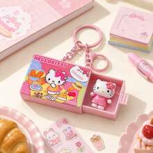 MINISO Sanrio 滑動迷你盒鑰匙圈，可愛 Hello Kitty My Melody Cinnamoroll Pompompurin Pochacco 角色包飾吊飾，附夾扣鉤，背包錢包配件，開學禮物，5 款可選 - 樣式 1 - 查看 10