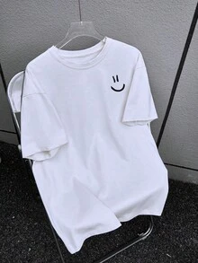 Manfinity Homme Hombres Camiseta con estampado de dibujos animados - Blanco - Ver 1