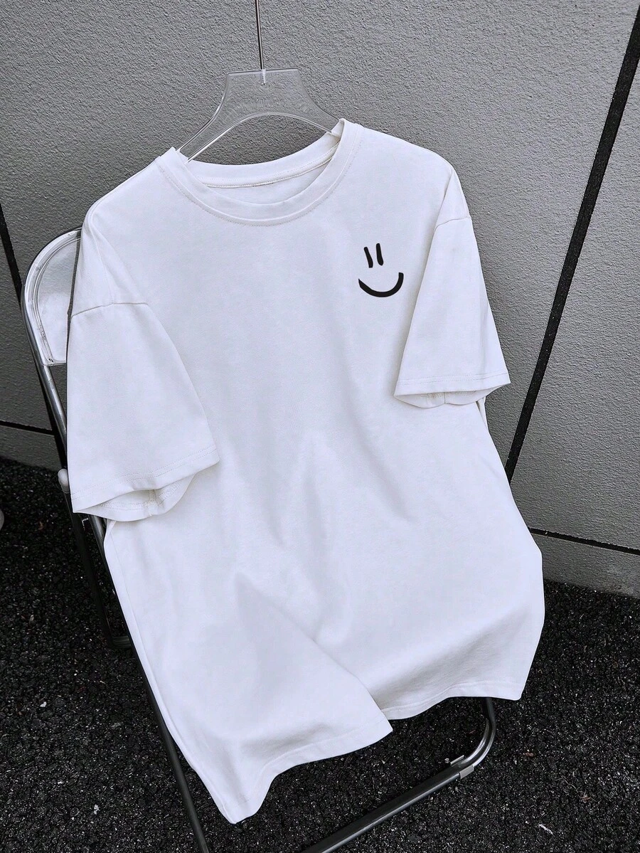 Manfinity Homme Hombres Camiseta con estampado de dibujos animados - Blanco - Ver 1