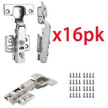 16 Piezas Bisagra Amortiguada Para Gabinete Acero Inoxidable Apertura 110 Grados Con Tornillos Incluidos Para Muebles Y Armarios - Paquete de 16 - Ver 2