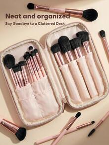 MAANGE 15/16-teiliges professionelles tragbares Make-up-Pinselset mit Reise-Make-up-Tasche, vollständiges Make-up-Werkzeugset einschließlich Foundation-Pinsel, Puder-Pinsel, Rouge-Pinsel, Lidschatten-Pinsel, Eyeliner-Pinsel, Augenbrauen-Pinsel, Wimpern-Pinsel, Verblend-Pinsel, Concealer-Pinsel und Detail-Pinsel, geeignet für Zuhause, Reisen oder Outdoor-Einsatz, Make-up-Pinsel-Geschenkset für Frauen und Mädchen - Verschiedenfarbig - Übersicht 3