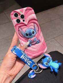 Disney Lilo And Stitch Phone Case : 3D Fluffy Pattern Border Protector Phone Soft Phone Case With A Free Cute Stitch Bracelet Chain Lanyard, Stitch, Lilo, Angel, For Apple 17 Promax 17 Pro 16 15 14 13 12 11 Pro Max XS Max X XR Soft Cover Summer Phone Case - 白色 - 查看 3
