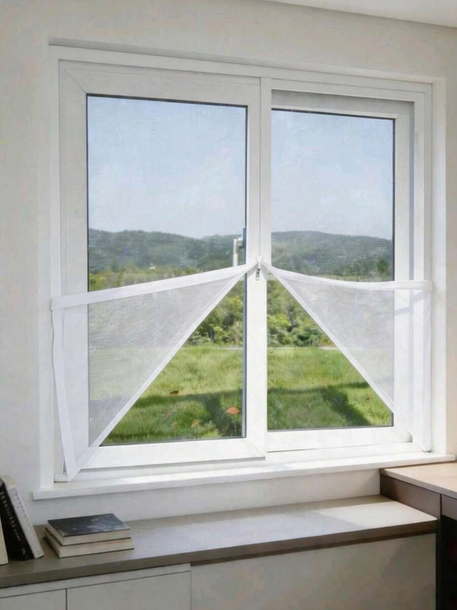Mosquito-Proof Zipper Window Screen, No Drilling Required, Insect-Proof Window Mesh, Easy Installation, Self-Adhesive, Removable And Reusable Mosquito Net, Suitable For Living Room, Bedroom, Balcony Windows - White - View 1