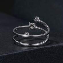 BAMOER Cincin Terbuka Bypass Perak Sterling S925 Asli Hypoallergenic Cincin Janji Bertumpuk untuk Wanita Perhiasan Mewah Hadiah Janji Ulang Tahun untuknya - MSR043-E - View 5