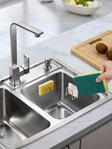 1/2/4/6/8/10pcs Stainless Steel Sink Sponge Rack For Sponge Steel Wire Ball Draining Paste The Inner Wall Of The Sink Kitchen Supplies - Multicolor - View 5