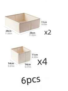 6pcs Foldable Fabric Storage Boxes, Suitable For Wardrobe, Vanity, Drawers, Can Be Used As Storage Baskets, Organizers, Dividers For Clothes, Underwear, Bras, Socks, Etc. - Multicolor - View 15