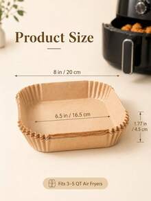 50/100/200pcs Air Fryer Parchment Paper Liners, Square Non-Stick Baking Paper With High Edges, Oil-Proof, Suitable For Oven, Fryer Basket, Baking, Cooking, Easy To Clean, Parchment Paper Baking Supplies, Kitchen And Restaurant Essentials - View 6