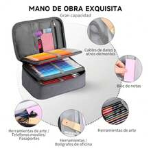 Estuche para Lápices de Gran Capacidad 72 ranuras Multifuncional Bolígrafos de gran capacidad Porta fundas con 2 fundas extraíbles Portátil Estuche para Lápices de Multifuncional - negro - Ver 6