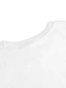 n estampado de patrón floral, casual para mujer, de vacaciones, de manga corta y cuello redondo, para primavera y verano, lavable a máquina, nueva ropa de mujer, versátil de estilo urbano, S - [Blanco] - Ver 3