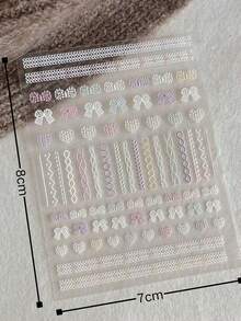 1pc Macaron Button Bear Sticker, Self-Adhesive Style, Suitable For Photo Album, Phone Case, Water Cup, Tablet And Notebook Decoration. Soft Cute Bow, Heart, Plaid Elements, Ins Fresh Color Palette, Versatile Decorative Sticker. - Macaron Knitted Lace - View 6