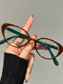 1 Caja de Gafas Retro de Ojo de Gato Transparentes para Mujer, Ligeras y Cómodas, Estilo Y2K Regreso a la Escuela, Adecuadas para Uso Diario, Oficina y Desplazamientos - Multicolor - Ver 15