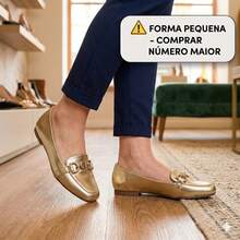 Women's Comfortable Square Toe Loafer With Elegant Embellishment - Premium Line - Gold - View 2