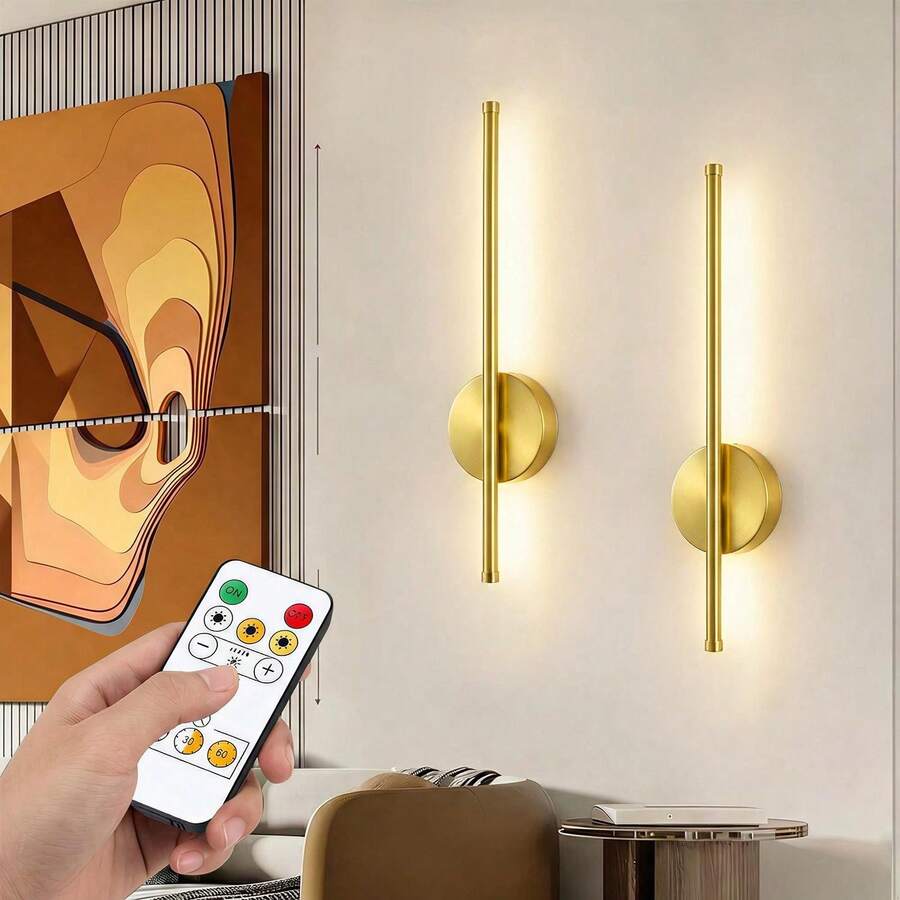 Kabellose wiederaufladbare Wandleuchte mit Fernbedienung, dimmbare kabellose Wandleuchte, batteriebetriebene LED-Wandleuchte für Wohnzimmer, Schlafzimmer, Badezimmer, Flur