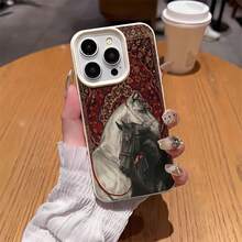 1件 白色磨砂極簡鏡頭保護花毯黑白馬紋手機殼，可個性化，適用 16 Pro Max/17/16/15/14 Plus/13/12/11/Air，兼容三星系列 - 彩色 - 查看 4