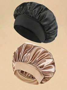 3 Pieces/2 Pieces/1 Piece Silk Sleeping Cap, Satin Hair Cap, Silk Sleeping Cap With Soft Elastic Band, Silk Diadem For Curly Hair, Unicolor Satin Sleeping Cap And Elastic Wide Edge For Women, Daily Casual Style Comfortable And Breathable Haircare Cap - Multicolor - View 15