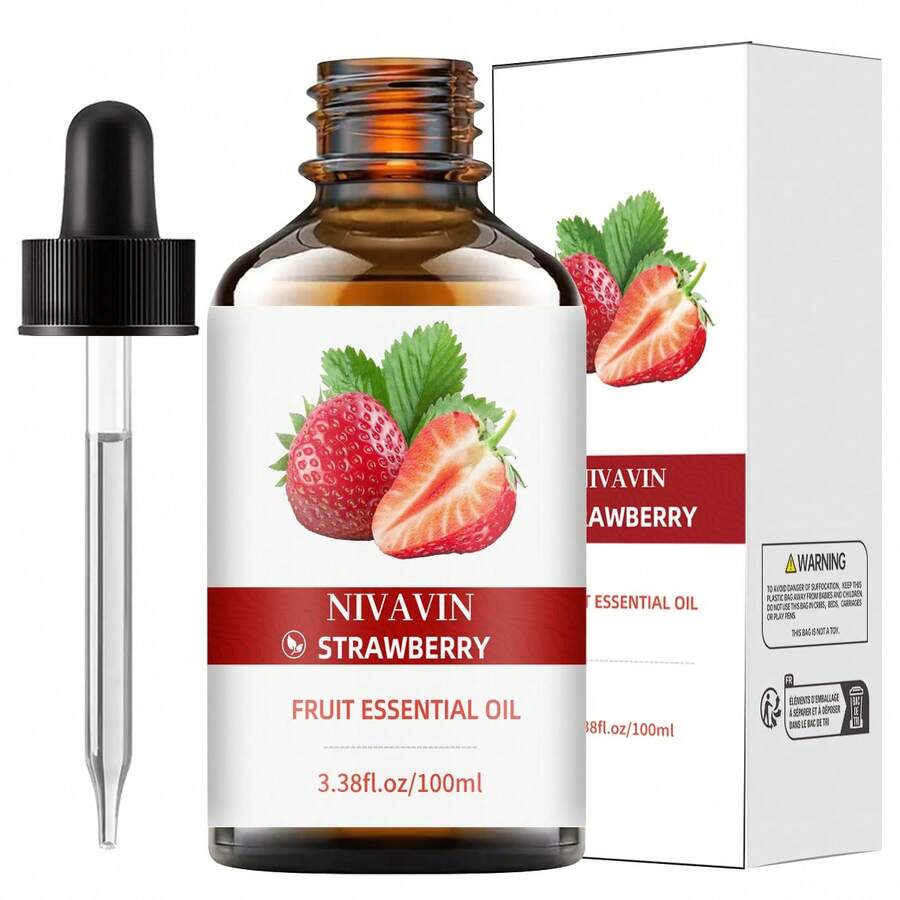 NIVAVIN 30ml/60ml/100ml 草莓精油，100%純天然植物萃取，濃郁果香，持久留香，甜美溫暖，適用於香氛擴香機，適用於辦公室、居家及其他場景