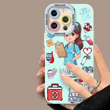 Funda para teléfono con diseño de enfermera, compatible con fundas para teléfonos , Apple, VIVO, OPPO,  y Honor. Fabricada en TPU, ofrece protección contra golpes y caídas. - Blanco - Ver 3