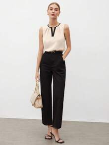 MARILYN MONNA New Elegant And Romantic Women's Blouse With A Chic Urban Style. Versatile For Office Wear, Suitable For Wedding Guests. Off-The-Shoulder Black Block Blouse. - 卡其 - 查看 7