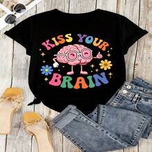 Teacher Appreciation Cute Graphic T-Shirt 100% Cotton Oversized Soft Breathable Casual Crewneck Short Sleeve Top Thank You Teacher Best Teacher Educator Gift Teachers Educators School Staff Gift Givers Heartfelt Aesthetic - 黑色 - 查看 18