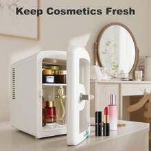 IceBlue 4L Makeup Refrigerator, Mini Refrigerator For Cosmetics And Drinks, Car/Home Use, Transparent Window And Handle - White - View 4
