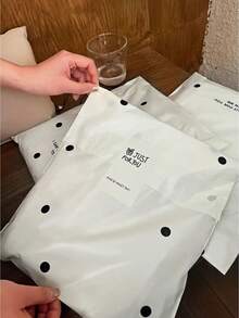 1 Roll 10/50pcs Milky White Polka Dot Shipping Bags, Waterproof Courier Bags, Logistics Transport Packaging Bags, Suitable For Back To School Gifts, Shipping Packaging, Office Packing And Storage - A - View 5