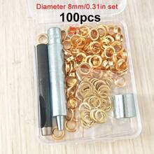 100 Stücke Set 6/8/10mm Ösen Metall-Ösen Mix mit Muster Ösen-Werkzeugset runde Ösenringe für DIY Lederhandwerk Reparatur Schuhe Tasche Kleidung Gürtel Hut Zubehör - Verschiedenfarbig - Übersicht 20