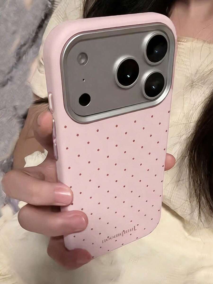 Minimalistische Premium-Lederstruktur Rosa Polka Dot Handyhülle kompatibel mit iPhone 17 Pro Max/17 Pro/17/16 Pro Max/16/16 Pro/16 Plus/15/15 Pro Max/15 Pro/15 Plus/11/12/13/14 Pro Max/12 Pro/12 Pro Max/13 Pro/13 Pro Max/14 Pro/14 Pro Max/14 Plus Weiche Hülle für Frauen, neue modische Luxus Strass Dekor Handyhülle, Ins Stil High-End Gefühl, viraler Hot Artikel für Göttinnen, süß elegant mit elegantem Stil, minimalistisch kreativ hohe Ästhetik
