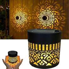 Solar Mandala Wall Light, Projection Flower Shade Lamp For Halloween Thanksgiving Christmas Party Ambiance, 4-Season Use For Garden Decoration, Landscape, Yard, Lawn, Deck, Pathway, Holiday Gift - 1PC - 查看 5