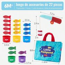 Juguetes de Conteo de Pesca, Juego de Pesca de Tela 10 en 1 con Vasos Apilables, Juego Educativo a Juego, Juguetes Montessori Clasificar Colores, Regalos para Niños - Multicolor - Ver 8