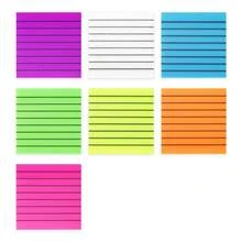 6packs/7packs/12packs Multi-Color Transparent Waterproof PET Lined Blank Self-Adhesive Sticky Note Set, Fluorescent Regular Color Series With Grid Pattern Memo Pads, Office Study Daily Recording, Document Marking Stationery Supplies School Supplies - one-size - View 15