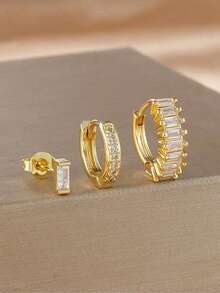 3件/組圓形耳環，女士迷你不鏽鋼耳骨穿刺耳環飾品 - 3pcs Earrings set - 查看 6