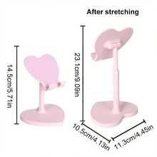 1pc Heart-Shaped Adjustable Smartphone Stand, Lifting Desktop Phone Holder, Cute Phone Accessories, Universal Smartphone Suction Cup Bracket For Phones And Tablets, Multi-Angle Adjustable Desk Stand For Watching Movies, Live Streaming, Hands-Free Viewing, Great Dorm Essentials And Sweet Gift For Women, Portable Plastic Phone Holder For Home, Office, Bedroom - Multicolor - View 4