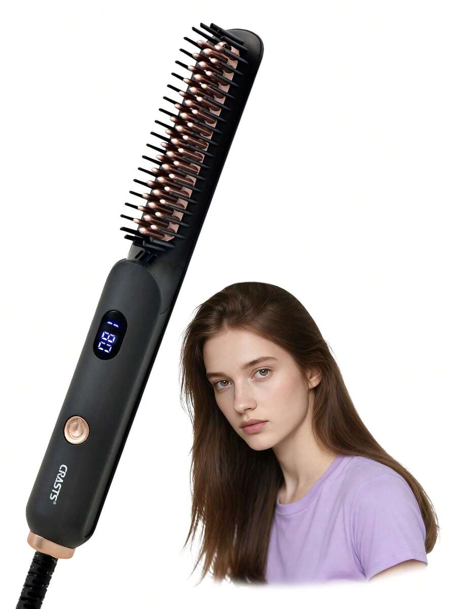 CRASTS Straight Hair Comb, Hair Straightener, Styling Brush, Home Use, Volumizing, Hair Care, Inward Curl, Dry Hair, Anti-Static, Dormitory