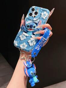 Disney Lilo And Stitch Phone Case : 3D Fluffy Pattern Border Protector Phone Soft Phone Case With A Free Cute Stitch Bracelet Chain Lanyard, Stitch, Lilo, Angel, For Apple 17 Promax 17 Pro 16 15 14 13 12 11 Pro Max XS Max X XR Soft Cover Summer Phone Case - 白色 - 查看 4