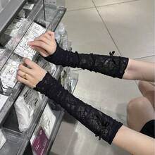 1件新款蘿莉塔蕾絲甜美蝴蝶結袖套，亦可用作腿套，雙用日系可愛甜美仙女拼接芭蕾風，緞帶綁帶袖套 Cosplay 酷感手套，日常穿搭適用，出遊拍照首選 - 彩色 - 查看 4