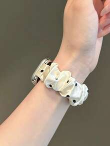 1件小眾杏色圓點髮圈式錶帶，適用於 38/40/41/42/44/45/49/46mm，彈性腕帶女款，適用於 Ultra/SE/11/10/9/8/7/6/5/4/3/2/1 系列，智慧手錶錶帶配件，時尚可愛錶帶，適合日常休閒穿搭、夏季穿著 - 黃 - 查看 6