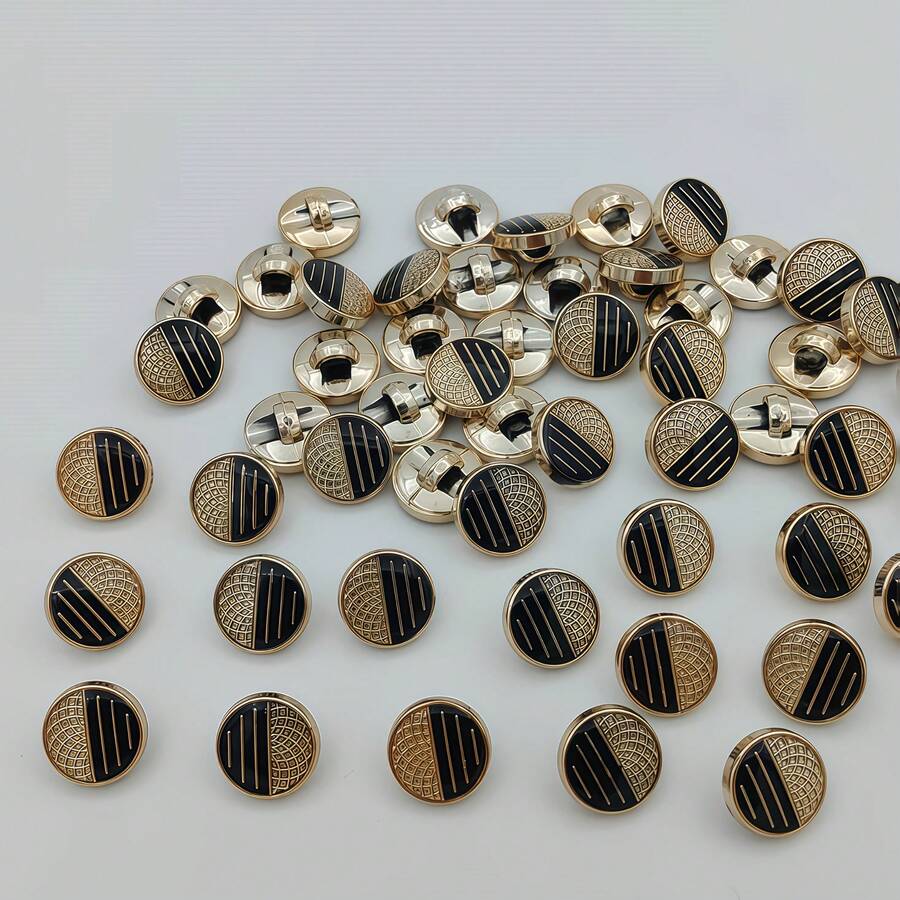 20入/1.3cm 時尚個性化極簡圓形黑金幾何圖案塑膠鈕扣，奢華復古不對稱圖案鈕扣，歐美風高端優雅百搭，適用於手工縫製、DIY衣物、包包、帽子、大衣、毛衣、長褲、襯衫裝飾