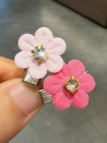 10 piezas Clips para el cabello con flores de strass dulce para niñas, mini clips trenzados para el cabello, accesorios para el cabello estilo hada - Multicolor - Ver 6