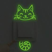 1Pc Glow In The Dark Switch Sticker, Cute Dinosaur & Cat Wall Decal, Luminous Animal Light Switch Cover For Home Bedroom Living Room Decor, Easy To Apply And Remove - Multicolor - View 5