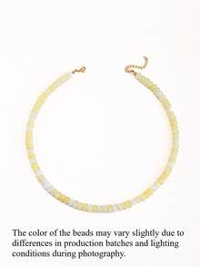 1PC 9mm Natural Stone Beaded Necklace For Women, Boho Oval Bead Choker, Colorful Statement Chain Jewelry, Summer Beach Gift - Multicolor - View 14