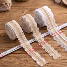 1 捲亞麻與蕾絲組合緞帶，80 英吋亞麻布料緞帶，鄉村風亞麻飾邊，適用於婚禮、居家裝飾、禮物包裝與 DIY 手工藝 - 長80英寸 - 查看 2