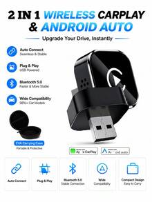 無線 CarPlay 轉接器 2026 升級版 有線轉無線 適用於 Apple CarPlay Mini USB 設計 附 Type-C 延長線 隨插即用 連線穩定 無延遲 - 黑色 - 查看 11