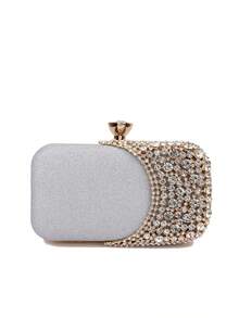 Handbag With Metal Handle, Evening Bag With Diamonds, Gold Wedding Clutch, Shoulder Bag With Chain, Small Handbag - Perak - View 3