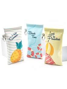 1pc Beach Holiday Pattern Glasses Pouch/Case, Auto-Closing Hook Design, Can Store Glasses, Earphones And Small Personal Items - Multicolor - View 3