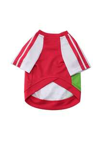 YOKLUN 1pc Pet T-Shirt, Sports Style, Suitable For Spring/Summer/Autumn Pet Clothing, Cute And Lively, Suitable For Cats And Dogs, Can Be Given As A Holiday Gift - Red - View 5