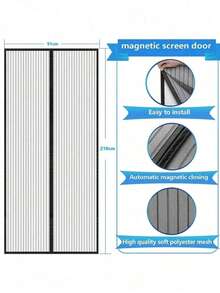 1pc Magnetic Screen Door, Magnetic Closure - Keeps Insects Out While Letting Cool Breezes In, Durable Mesh - Suitable For Pets And Children, Fits Front Doors And Sliding Doors - Multicolor - View 6