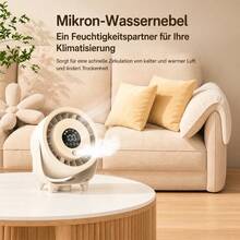 USB Wiederaufladbarer Tragbarer Nebelventilator, 100 Geschwindigkeitsstufen, 3600mAh Akku Tischventilator, Leiser Kühlventilator mit Wandhalterung, Luftzirkulator für Büro, Schlafzimmer, Camping und Outdoor - Weiss - Übersicht 8