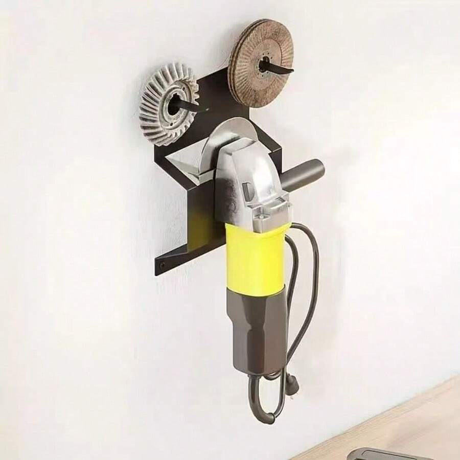 Estante de almacenamiento para amoladora angular de metal, soporte montado en la pared, estante para herramientas de ferretería, estante organizador, estante de almacenamiento para discos de esmeril - Negro - Ver 1
